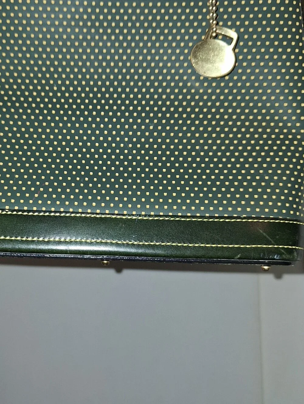 Dooney & Bourke Olive Green Polka Dot Shoulder Bag with Gold Charm